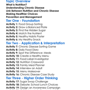 Nutrition And Chronic Disease Worksheet Activity Booklet