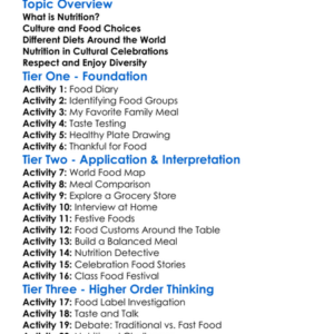 Nutrition And Cultural Diversity Worksheet Activity Booklet
