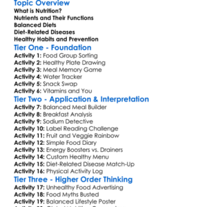 Nutrition And Diet-Related Diseases Worksheet Activity Booklet