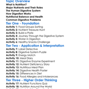 Nutrition And Digestion Worksheet Activity Booklet