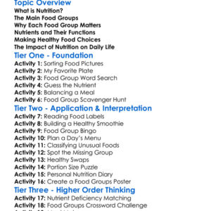Nutrition And Food Groups Worksheet Activity Booklet
