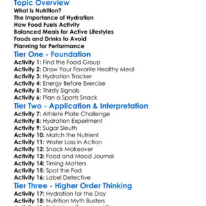 Nutrition And Hydration For Activity Worksheet Activity Booklet