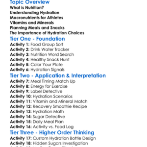 Nutrition And Hydration For Athletes Worksheet Activity Booklet