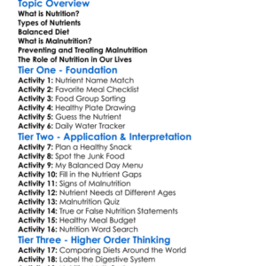 Nutrition And Malnutrition Worksheet Activity Booklet
