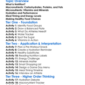 Nutrition Basics For Athletes Worksheet Activity Booklet
