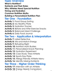 Nutrition For Athletes Worksheet Activity Booklet