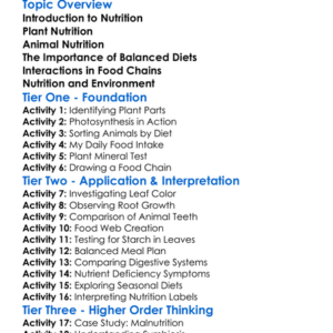 Nutrition In Plants And Animals Worksheet Activity Booklet