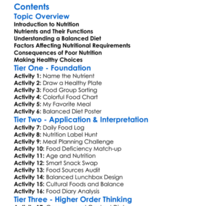Nutritional Requirements And Balanced Diet Worksheet Activity Booklet
