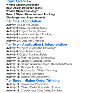 Object Detection And Tracking Worksheet Activity Booklet