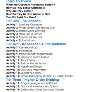 Obstacle Avoidance Robots Worksheet Activity Booklet