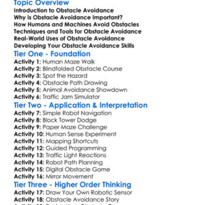 Obstacle Avoidance Worksheet Activity Booklet