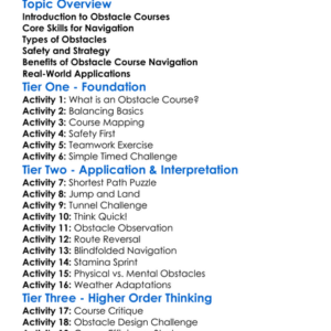 Obstacle Course Navigation Worksheet Activity Booklet