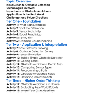 Obstacle Detection And Avoidance Worksheet Activity Booklet