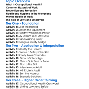 Occupational Health Basics Worksheet Activity Booklet