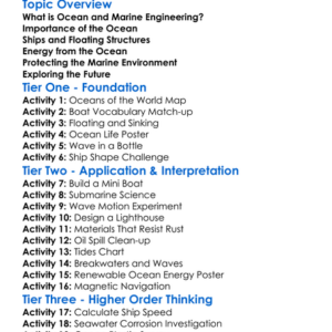 Ocean And Marine Engineering Worksheet Activity Booklet