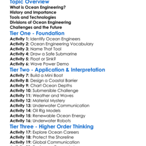 Ocean Engineering Basics Worksheet Activity Booklet