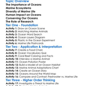 Oceans And Marine Life Worksheet Activity Booklet