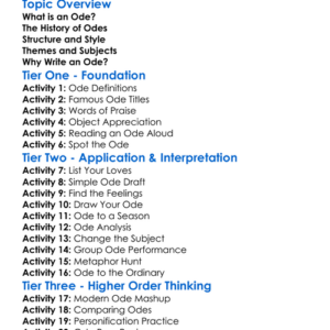 Ode Worksheet Activity Booklet