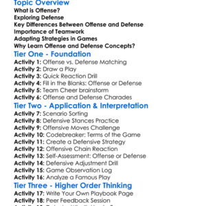 Offense And Defense Concepts Worksheet Activity Booklet