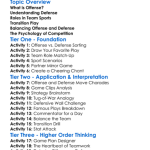 Offense And Defense In Sports Worksheet Activity Booklet