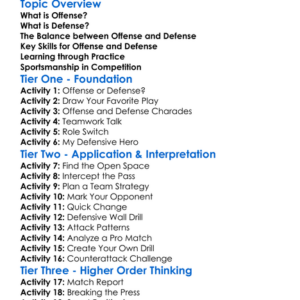 Offense And Defense Principles Worksheet Activity Booklet