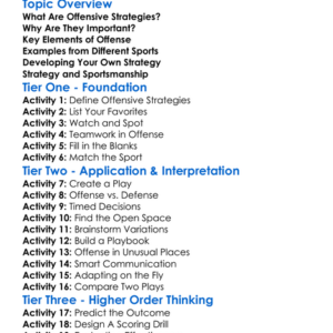 Offensive Strategies Worksheet Activity Booklet