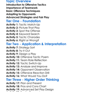 Offensive Tactics Worksheet Activity Booklet