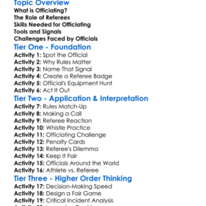 Officiating And Refereeing Worksheet Activity Booklet