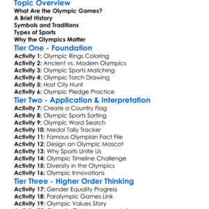 Olympic Games Introduction Worksheet Activity Booklet