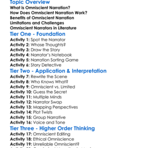Omniscient Narration Worksheet Activity Booklet