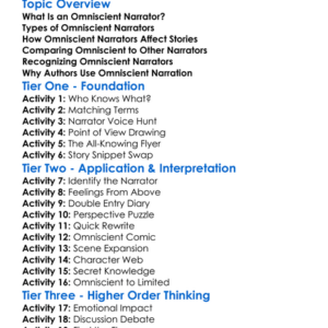 Omniscient Narrator Worksheet Activity Booklet
