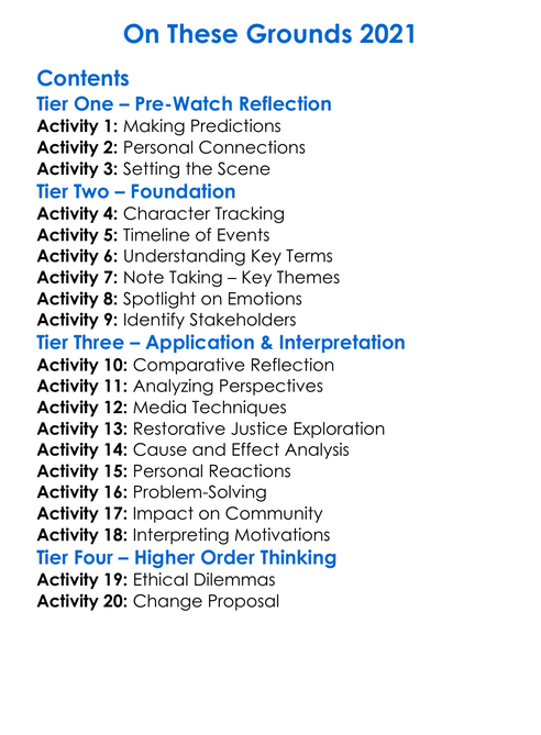 On These Grounds 2021 Worksheet Activity Booklet