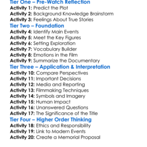 One Day In September 1999 Worksheet Activity Booklet