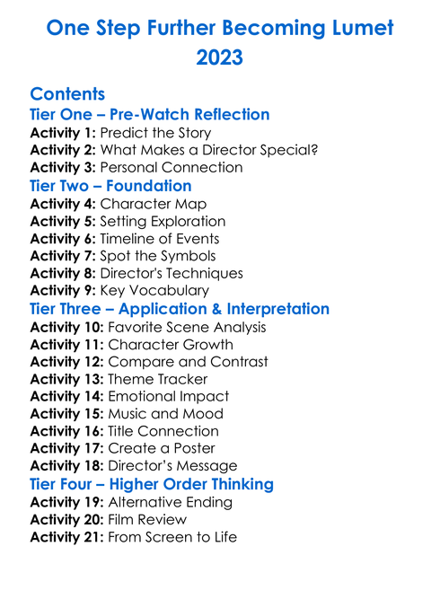 One Step Further Becoming Lumet 2023 Worksheet Activity Booklet