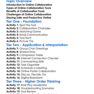 Online Collaboration Tools Worksheet Activity Booklet