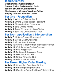 Online Collaboration Worksheet Activity Booklet