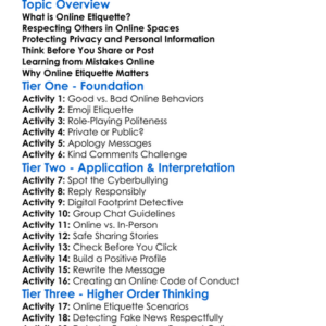 Online Etiquette Worksheet Activity Booklet