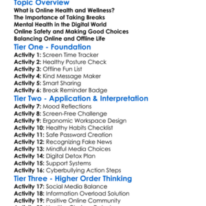 Online Health And Wellness Worksheet Activity Booklet