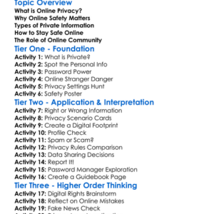Online Privacy And Safety Worksheet Activity Booklet