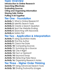 Online Research Skills Worksheet Activity Booklet