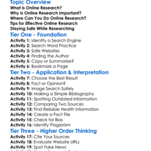 Online Research Worksheet Activity Booklet