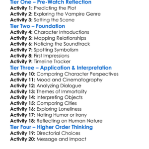 Only Lovers Left Alive 2013 Worksheet Activity Booklet