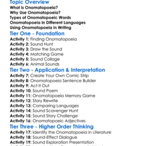 Onomatopoeia Worksheet Activity Booklet