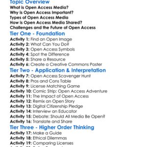 Open Access Media Worksheet Activity Booklet
