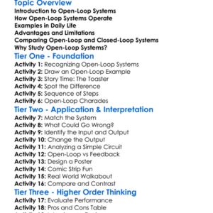 Open-Loop Systems Worksheet Activity Booklet
