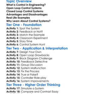 Open-Loop Vs Closed-Loop Control Worksheet Activity Booklet