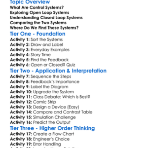 Open-Loop Vs Closed-Loop Systems Worksheet Activity Booklet