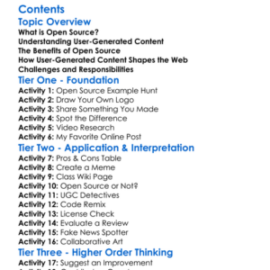 Open Source And User-Generated Content Worksheet Activity Booklet