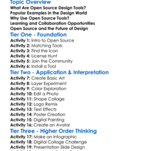 Open Source Design Tools Worksheet Activity Booklet