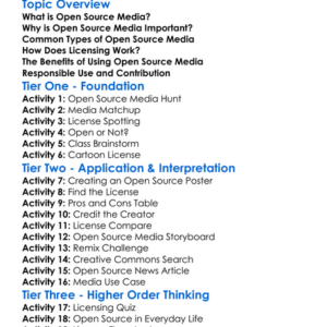 Open Source Media Worksheet Activity Booklet
